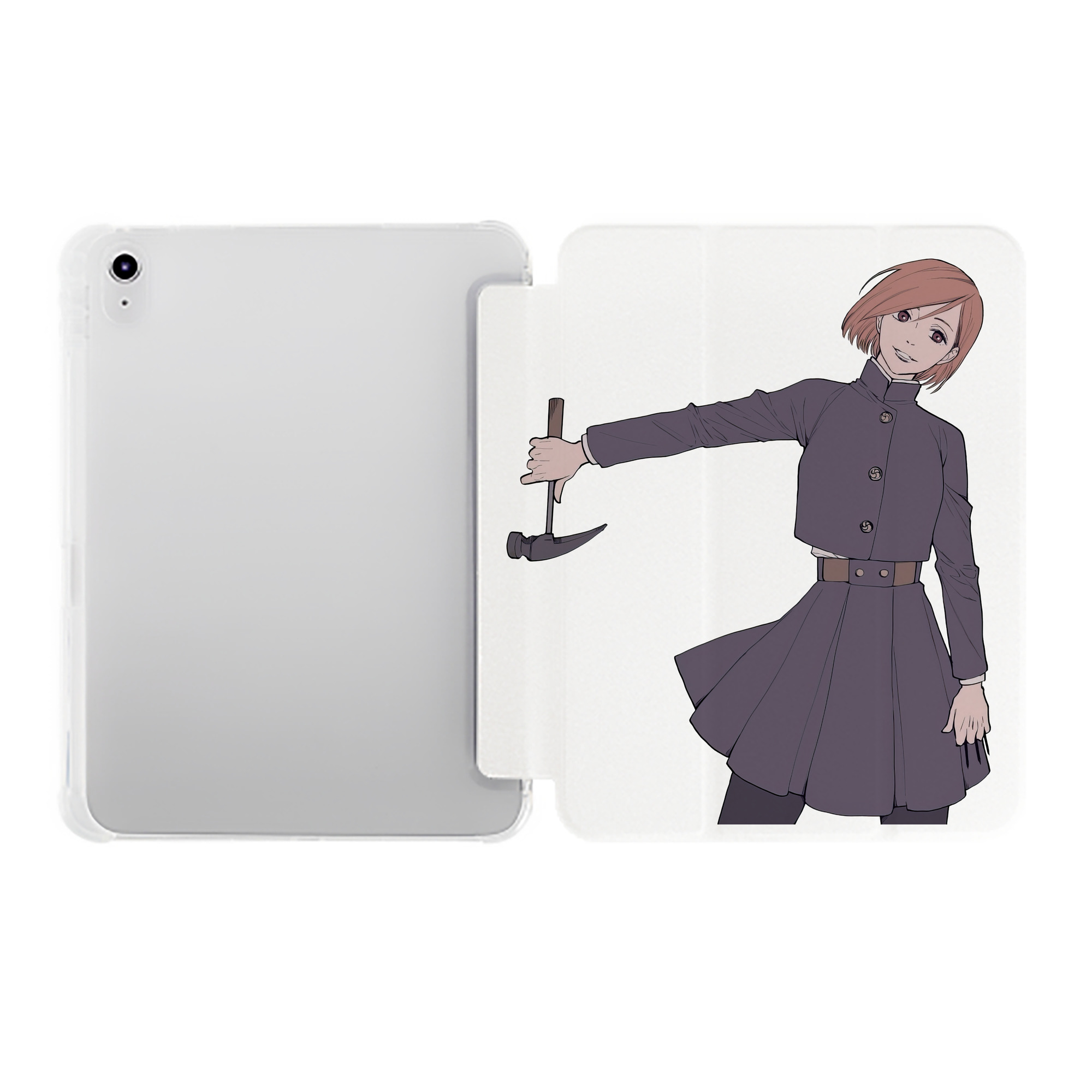 （画像用） 呪術廻戦 Jujutsu Kaisen IPad ケース ペン収納付き 三つ折りスタンド PUレザー×シリコン 対応機種9.5/10.5/10.9インチ